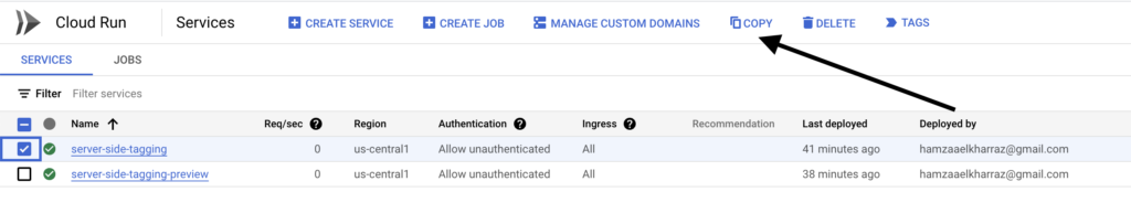 Copy tagging server