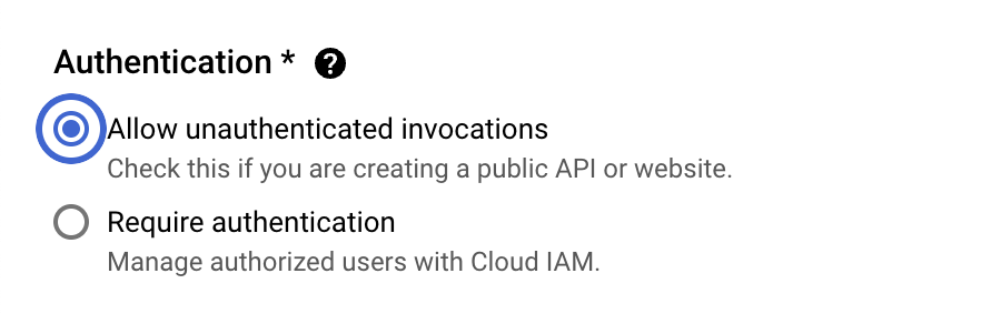 Allow unauthenticated invocations