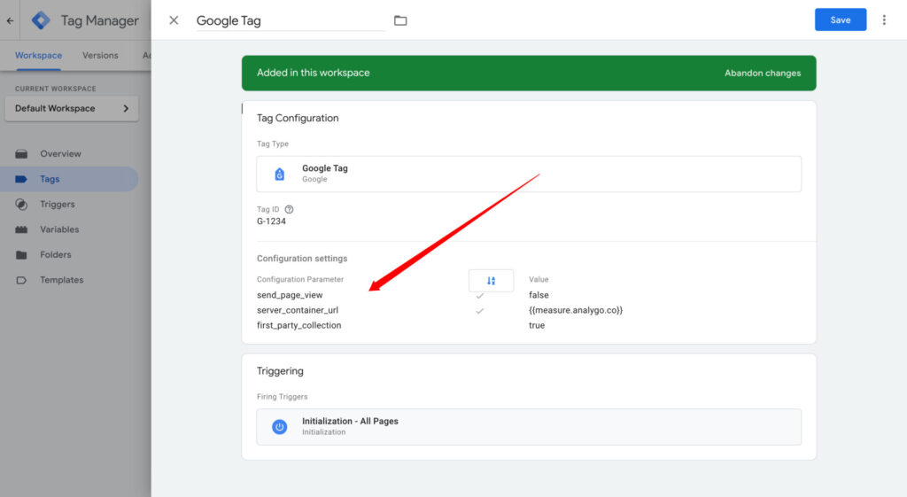 google web tag_configuration parameters