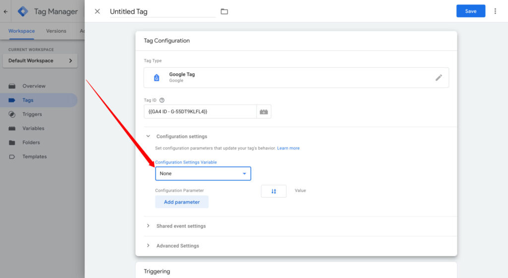 Google tag's settings variable